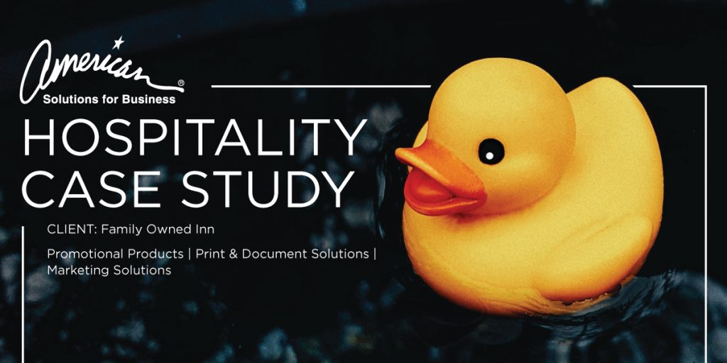 A rubber duck floating on dark water with text overlay. Text reads: 